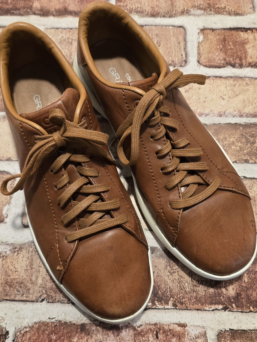 Cole Haan Brown Leather Low-Top Sneakers with White Sole - Picture 2 of 12